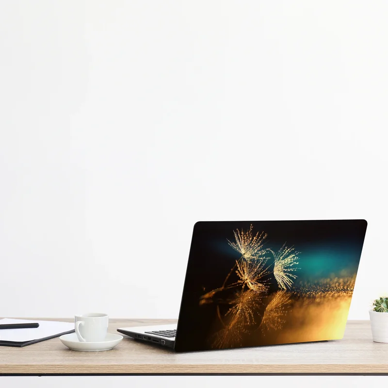 Naklejka na laptopa złote odbicie dmuchawca