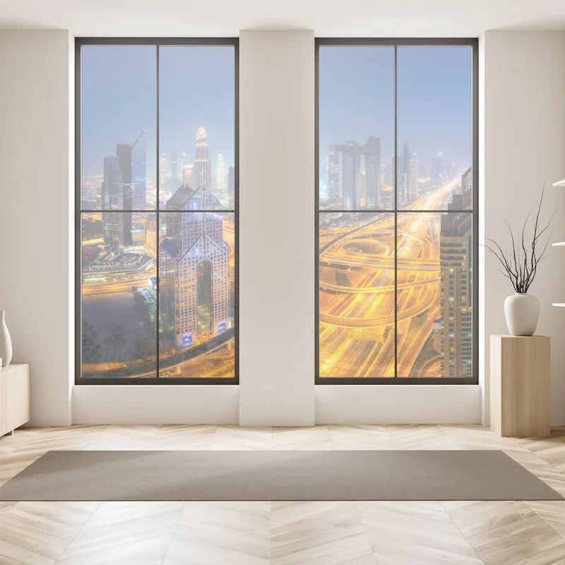 Fensteraufkleber panorama der nächtlichen skyline von Dubai