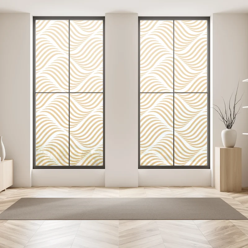 Fensteraufkleber goldenes wellenmuster wanddeko