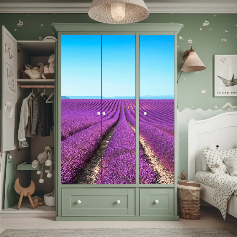 Schrankaufkleber lavendelfelder unter blauem himmel