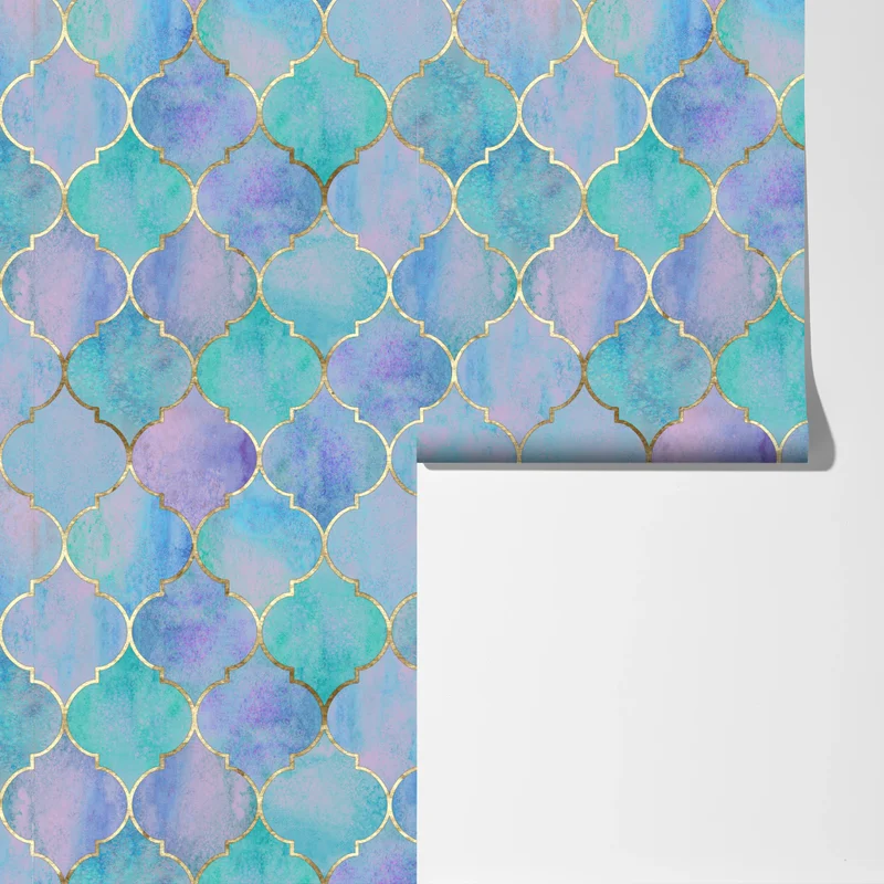 Fototapete pastell türkis marokkanisches fliesenmuster Fototapete pastell türkis marokkanisches fliesenmuster