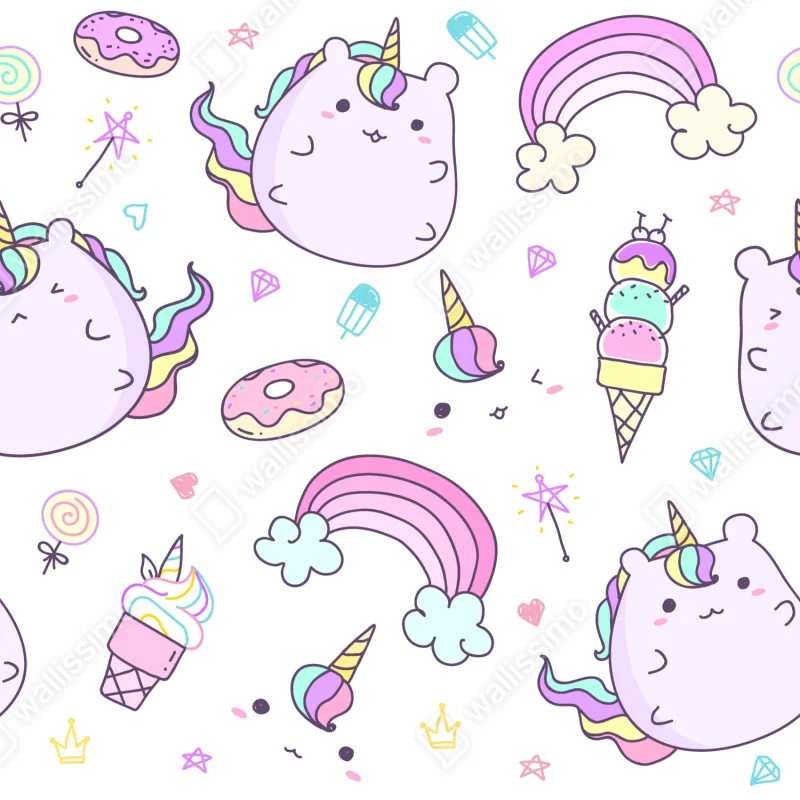 Kühlschrankaufkleber verspieltes pastell-einhorn-katzenmuster Kühlschrankaufkleber verspieltes pastell-einhorn-katzenmuster