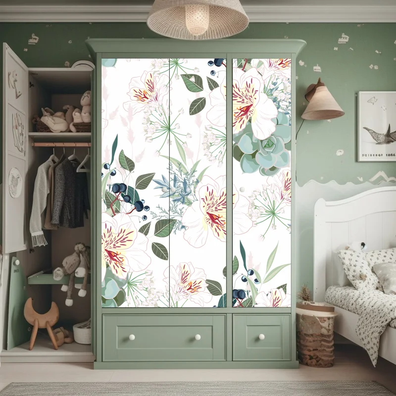 Schrankaufkleber zartes pastell blumenmuster