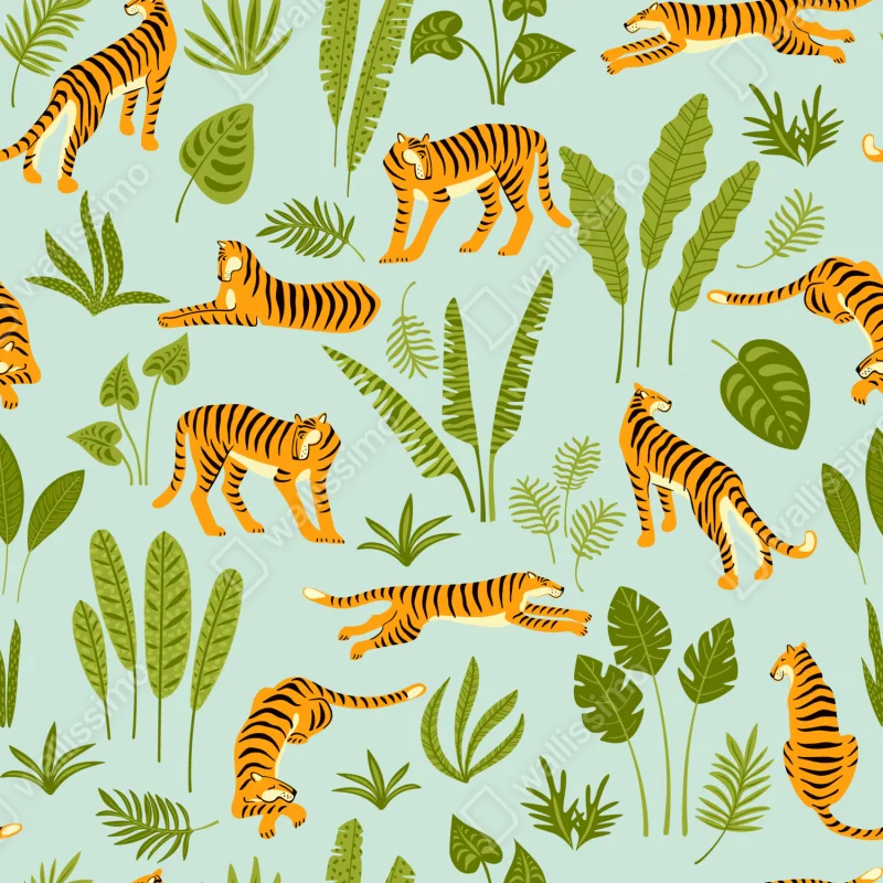 Schrankaufkleber verspieltes tiger dschungel muster Schrankaufkleber verspieltes tiger dschungel muster