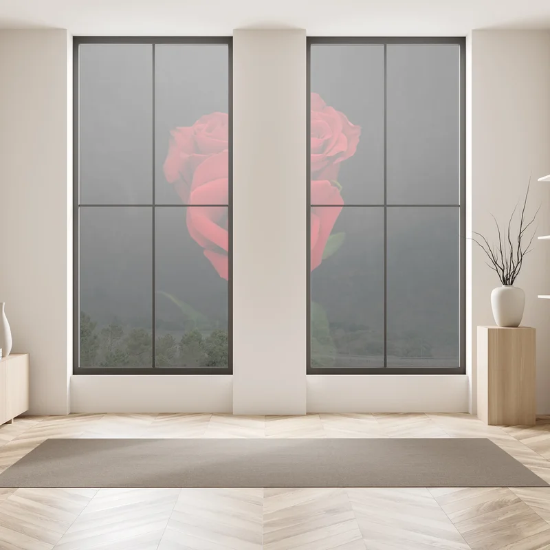 Fensteraufkleber rote rosen vor schwarzem hintergrund