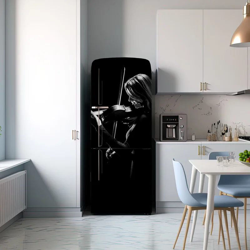 Kühlschrankaufkleber elegante geigerin silhouette Kühlschrankaufkleber elegante geigerin silhouette
