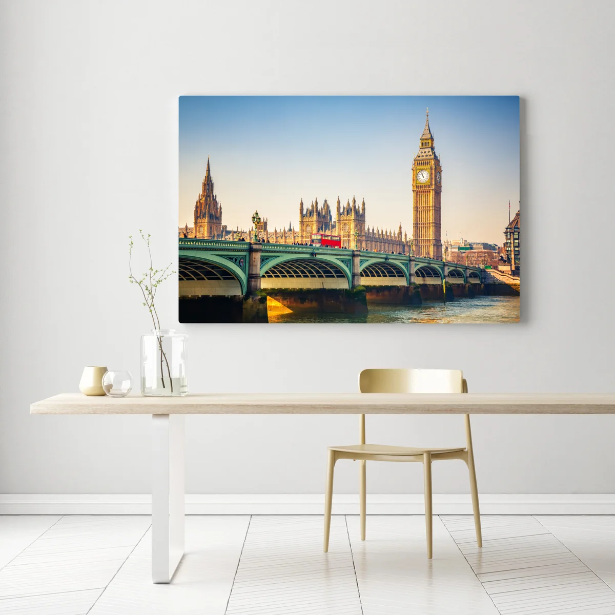 Leinwandbild sonnige ansicht von Big Ben und Westminster Bridge, London Leinwandbild sonnige ansicht von Big Ben und Westminster Bridge, London