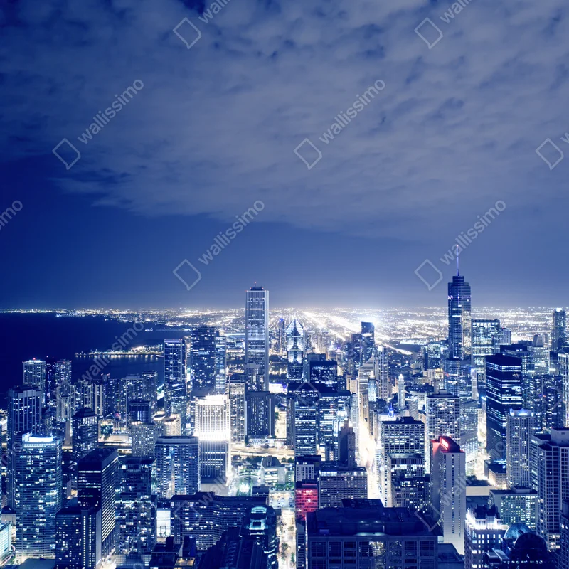 Naklejka na okno Chicago nocna panorama miasta Naklejka na okno Chicago nocna panorama miasta