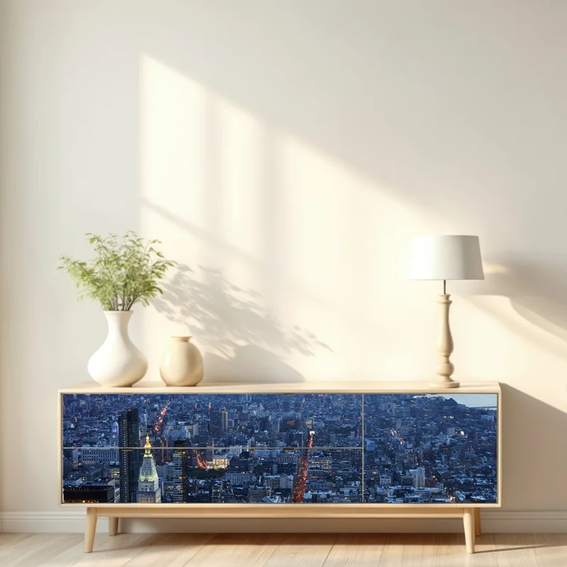 Repositionierbarer Aufkleber sonnenuntergang über Manhattan skyline Repositionierbarer Aufkleber sonnenuntergang über Manhattan skyline