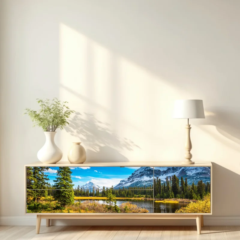 Repositionierbarer Aufkleber Rocky Mountains uferreflexion