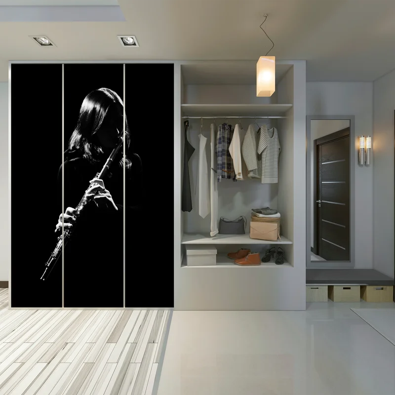 Schrankaufkleber elegante flötensilhouette