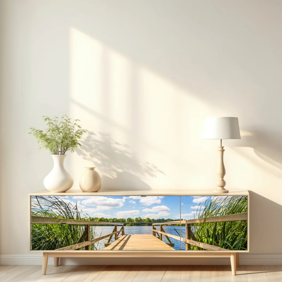 Repositionierbarer Aufkleber sonniger steg am see Repositionierbarer Aufkleber sonniger steg am see