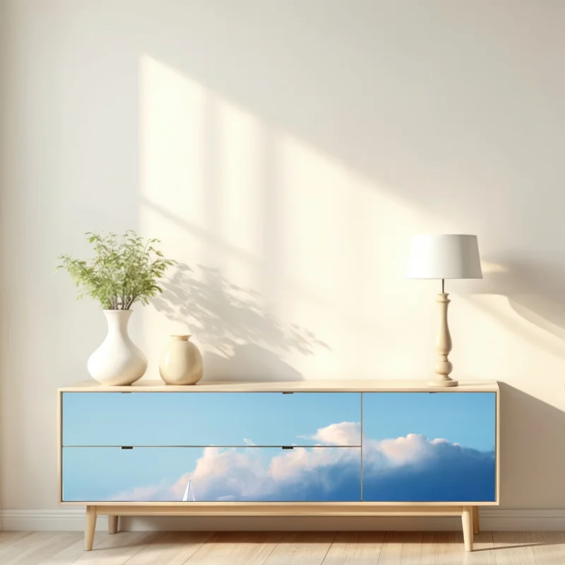 Repositionierbarer Aufkleber segelboot auf ruhigem blauem meer