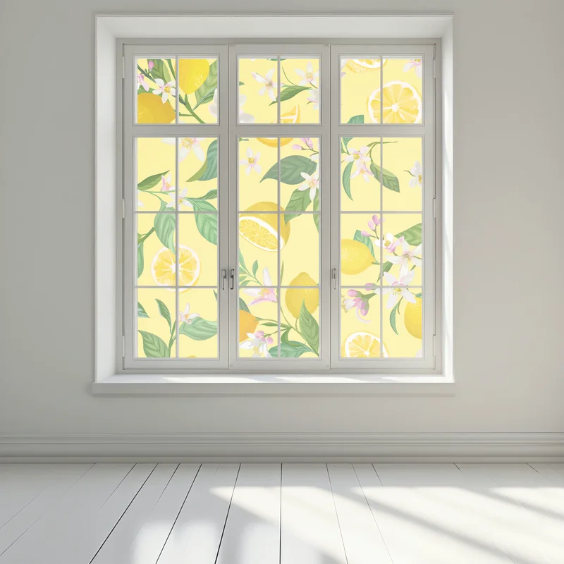 Fensteraufkleber zitronenblüten botanisches muster