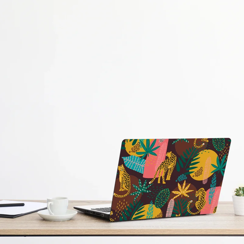 Naklejka na laptopa tropikalny wzór z lampartami