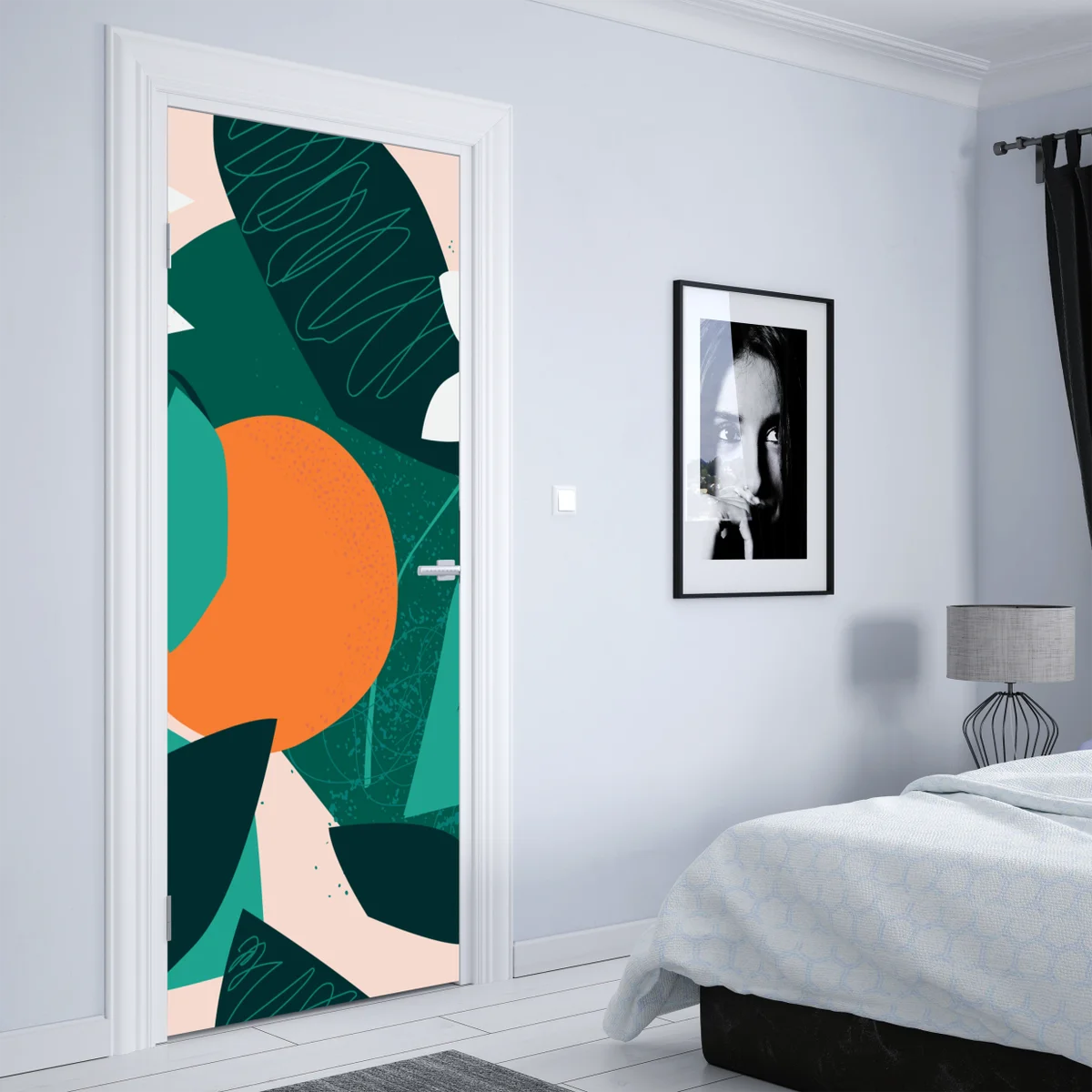 Türaufkleber tropische blätter und zitrus illustration Türaufkleber tropische blätter und zitrus illustration