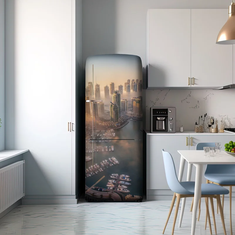 Kühlschrankaufkleber Dubai marina sonnenuntergang Kühlschrankaufkleber Dubai marina sonnenuntergang