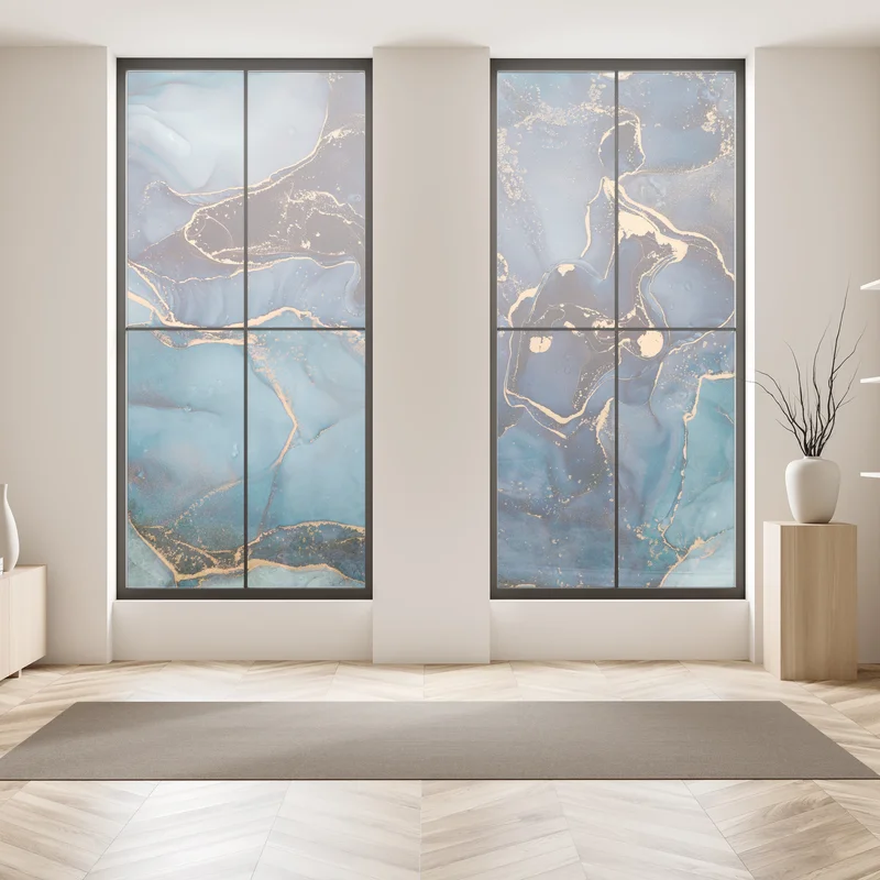 Fensteraufkleber tiefes ozeanblau mit goldadern