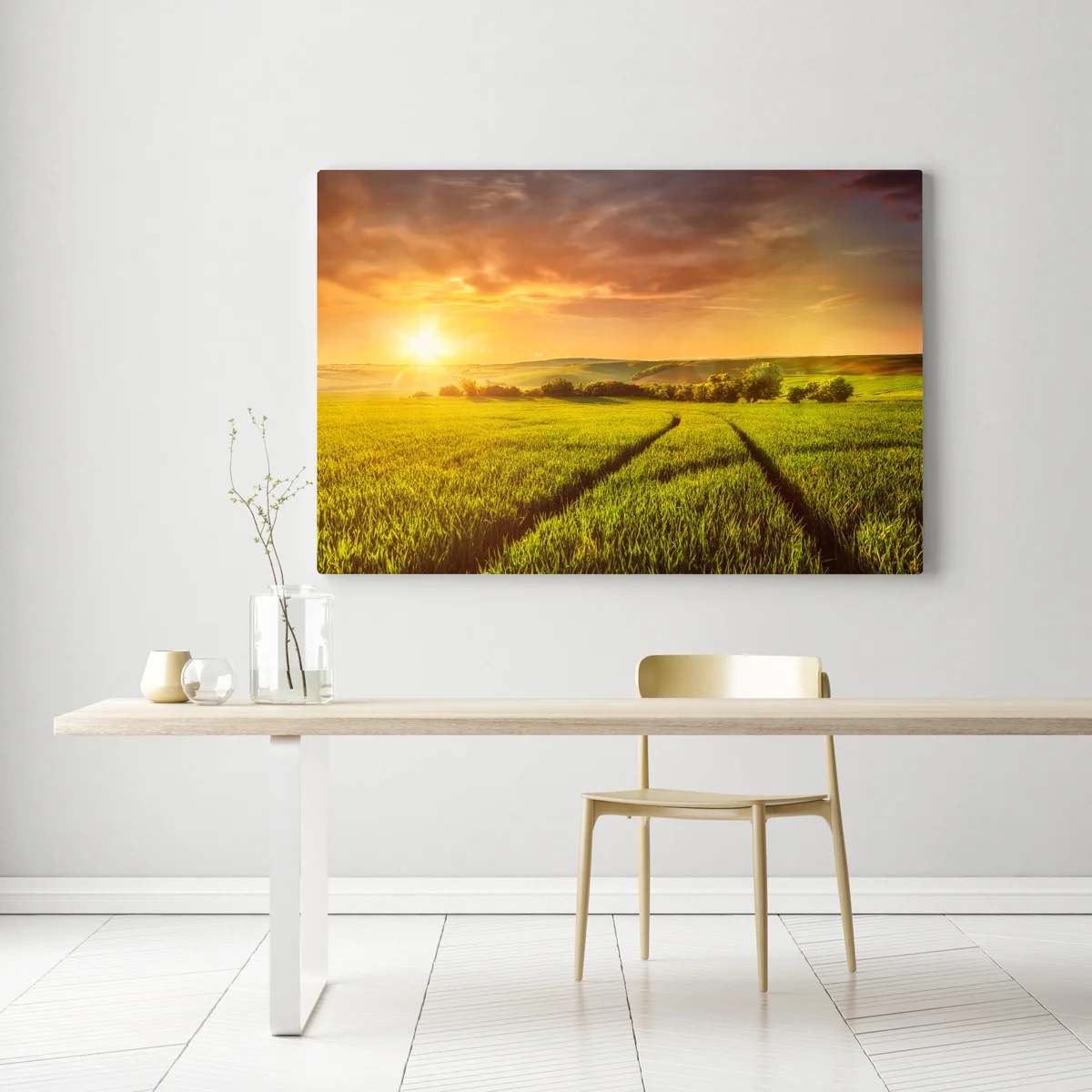 Leinwandbild sonnenbeschienene wiese im abendlicht Leinwandbild sonnenbeschienene wiese im abendlicht