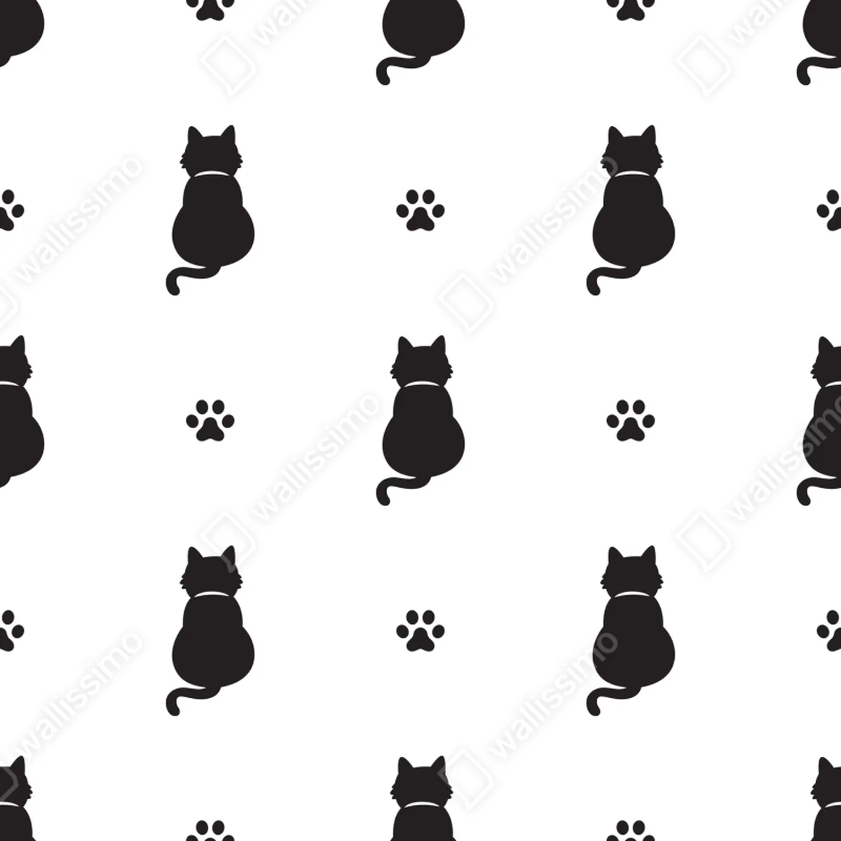 Repositionierbarer Aufkleber muster mit schwarzen katzensilhouetten Repositionierbarer Aufkleber muster mit schwarzen katzensilhouetten