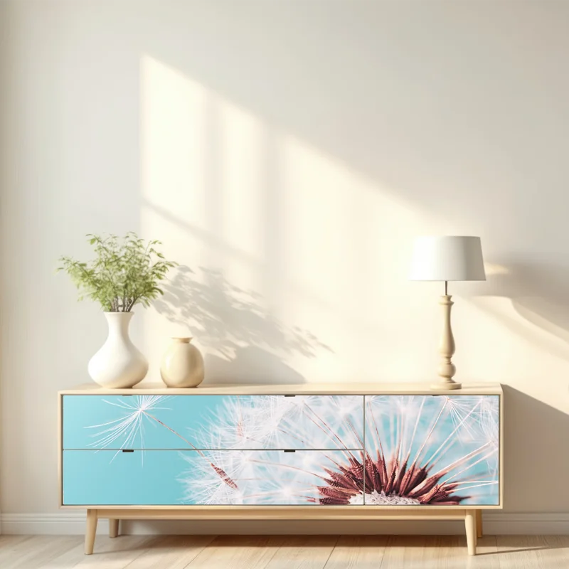 Repositionierbarer Aufkleber zarter löwenzahn vor türkisfarbenem hintergrund Repositionierbarer Aufkleber zarter löwenzahn vor türkisfarbenem hintergrund