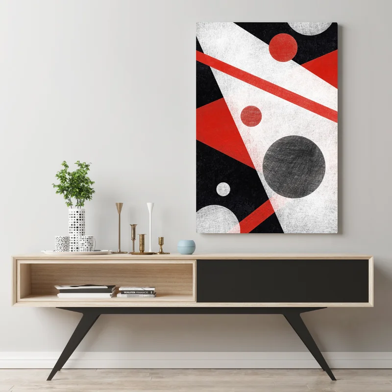Leinwandbild geometrische abstraktion in rot und schwarz Leinwandbild geometrische abstraktion in rot und schwarz