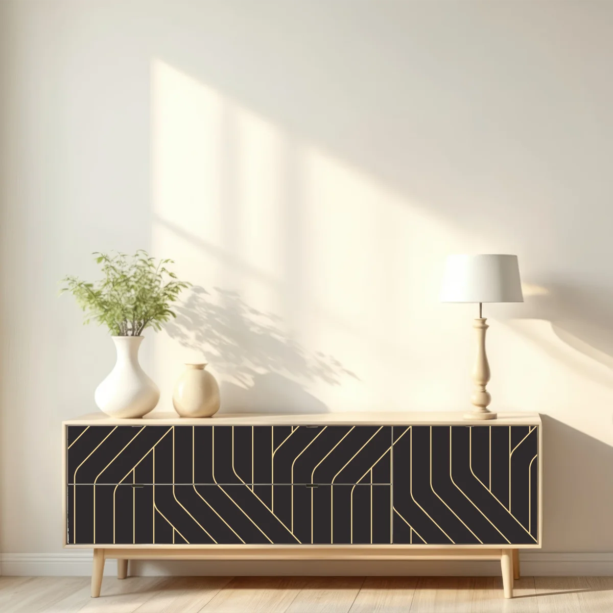 Repositionierbarer Aufkleber geometrisches art deco muster in schwarz und gold Repositionierbarer Aufkleber geometrisches art deco muster in schwarz und gold