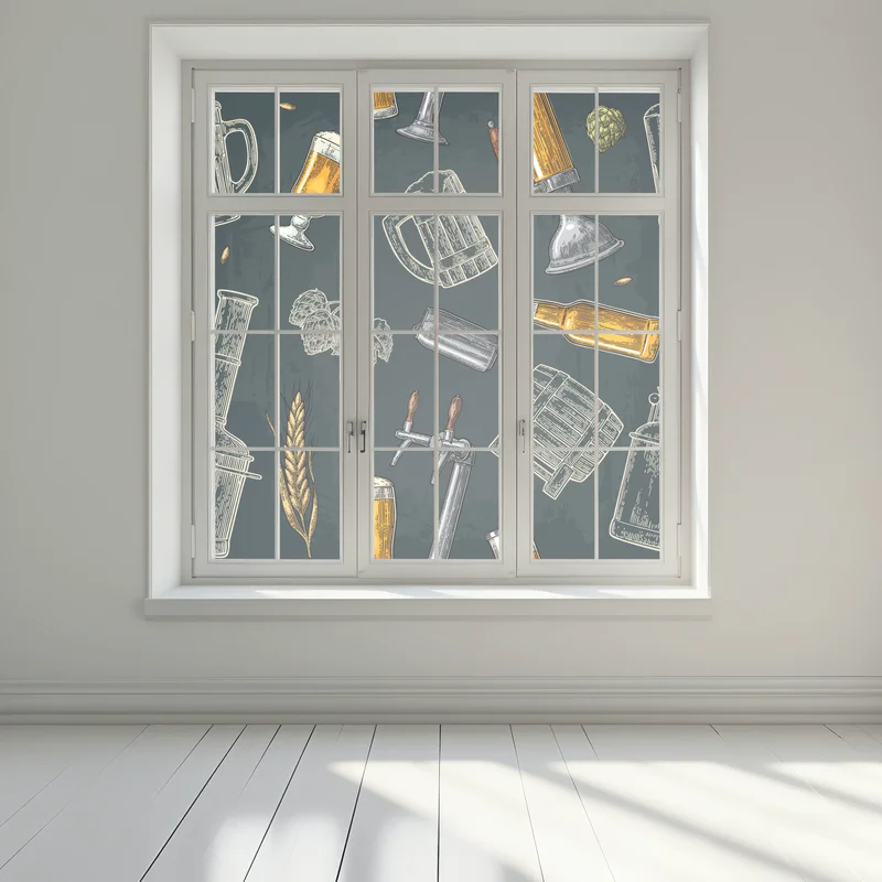 Fensteraufkleber vintage bier und brauerei muster Fensteraufkleber vintage bier und brauerei muster