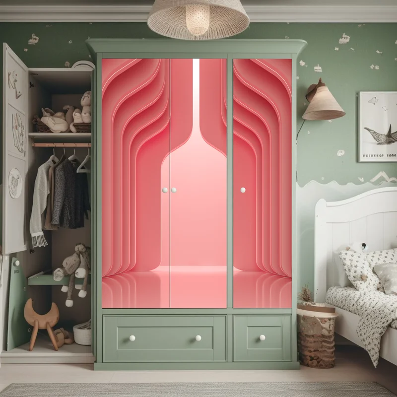 Schrankaufkleber zeitgenössisches korallenrosa architekturmotiv