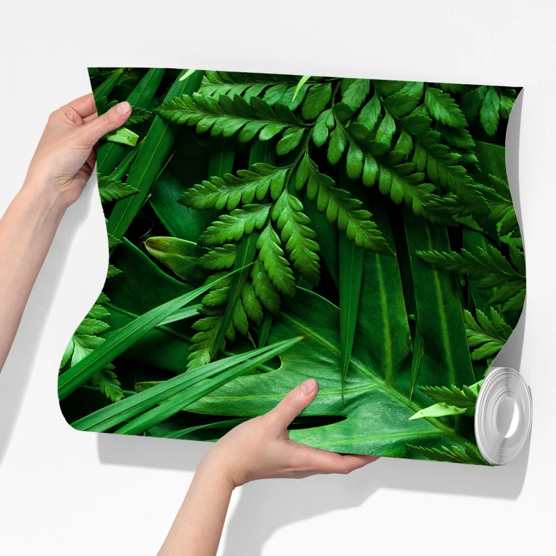 Fototapete üppiges grünes blättermuster Fototapete üppiges grünes blättermuster