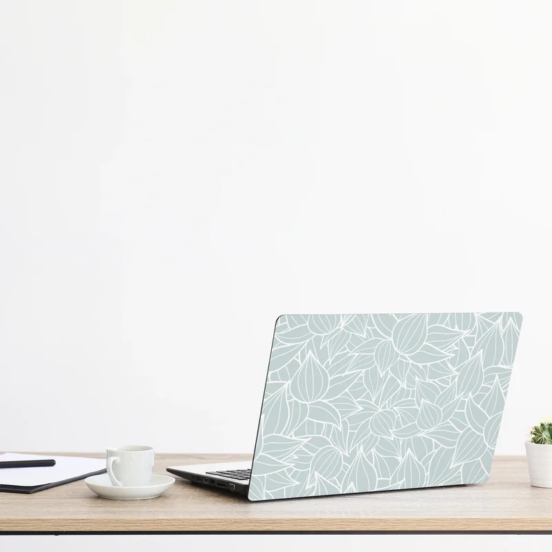 Laptop-Aufkleber zartes türkis blättermuster Laptop-Aufkleber zartes türkis blättermuster