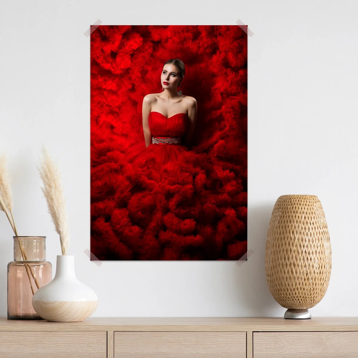 Poster elegantes porträt im roten kleid Poster elegantes porträt im roten kleid