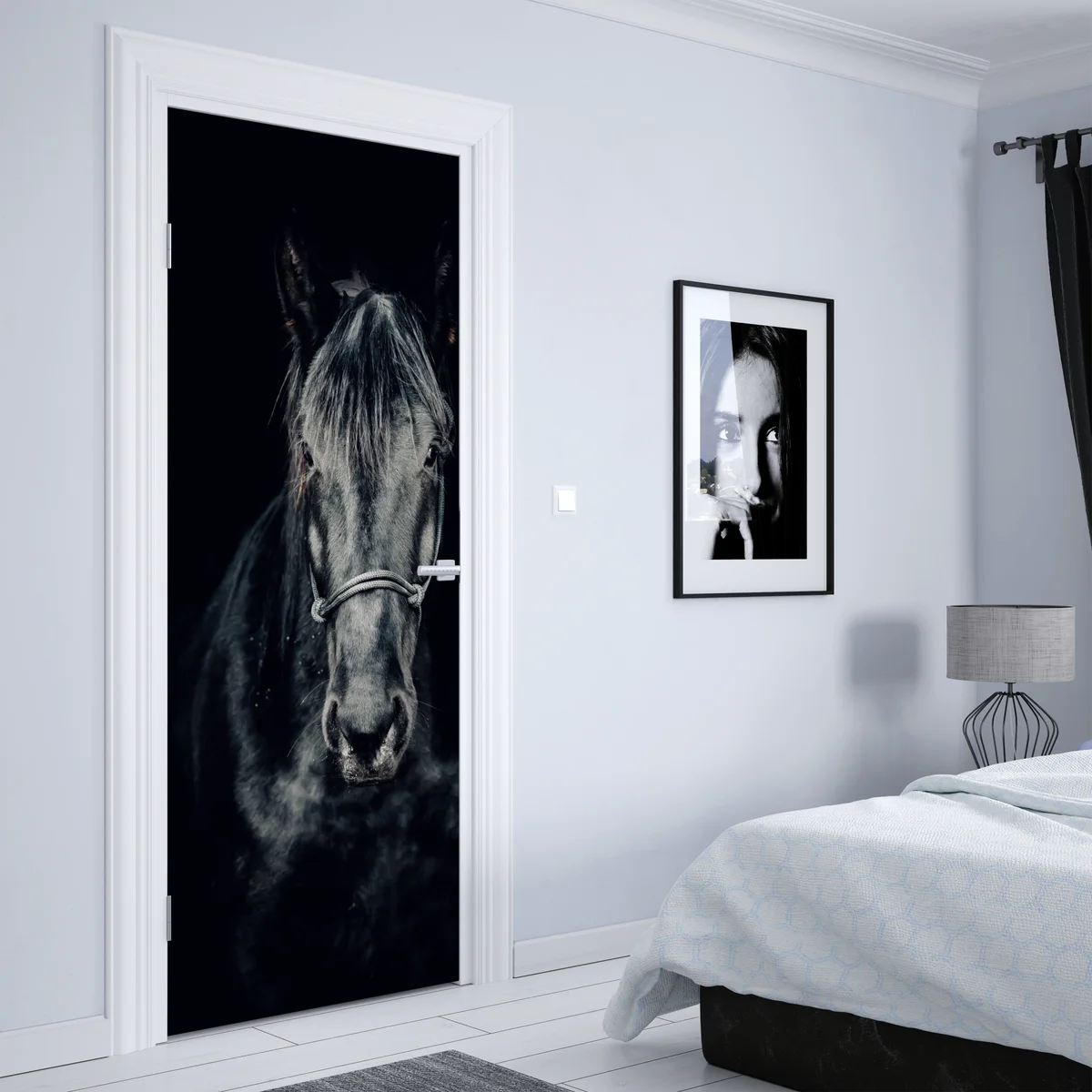 Türaufkleber majestätisches schwarzes pferdeporträt Türaufkleber majestätisches schwarzes pferdeporträt