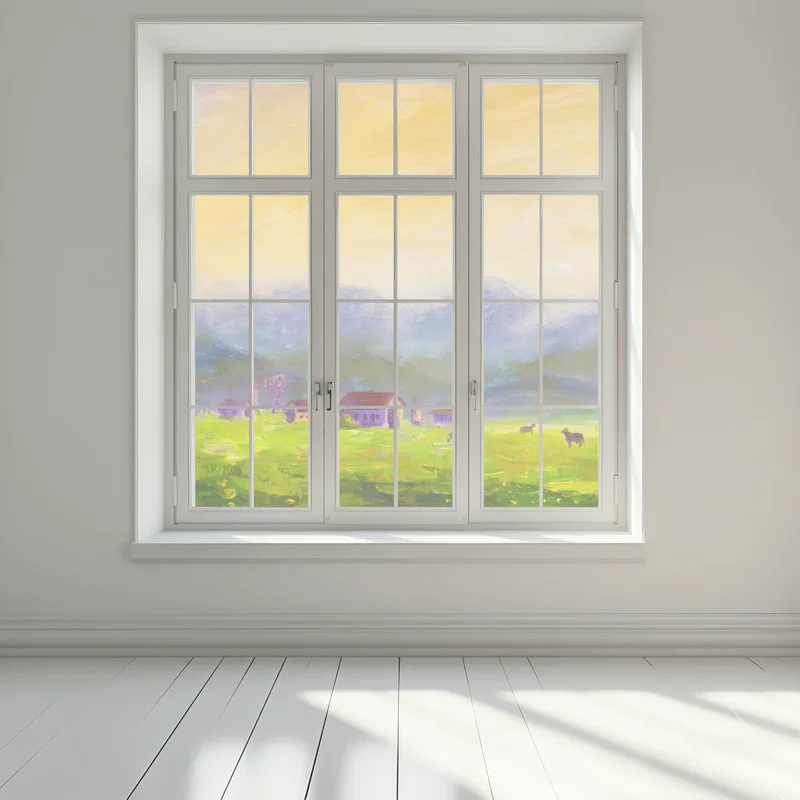 Fensteraufkleber sonnenaufgang über der sommerwiese Fensteraufkleber sonnenaufgang über der sommerwiese