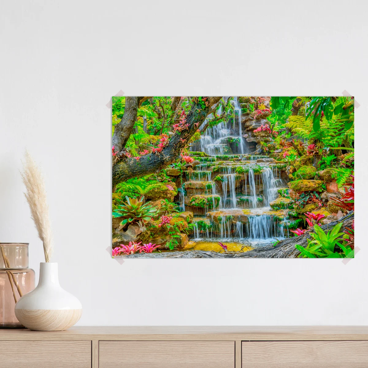 Poster tropischer wasserfall im garten • Poster bei Wallnifity® Poster tropischer wasserfall im garten • Poster bei Wallnifity®