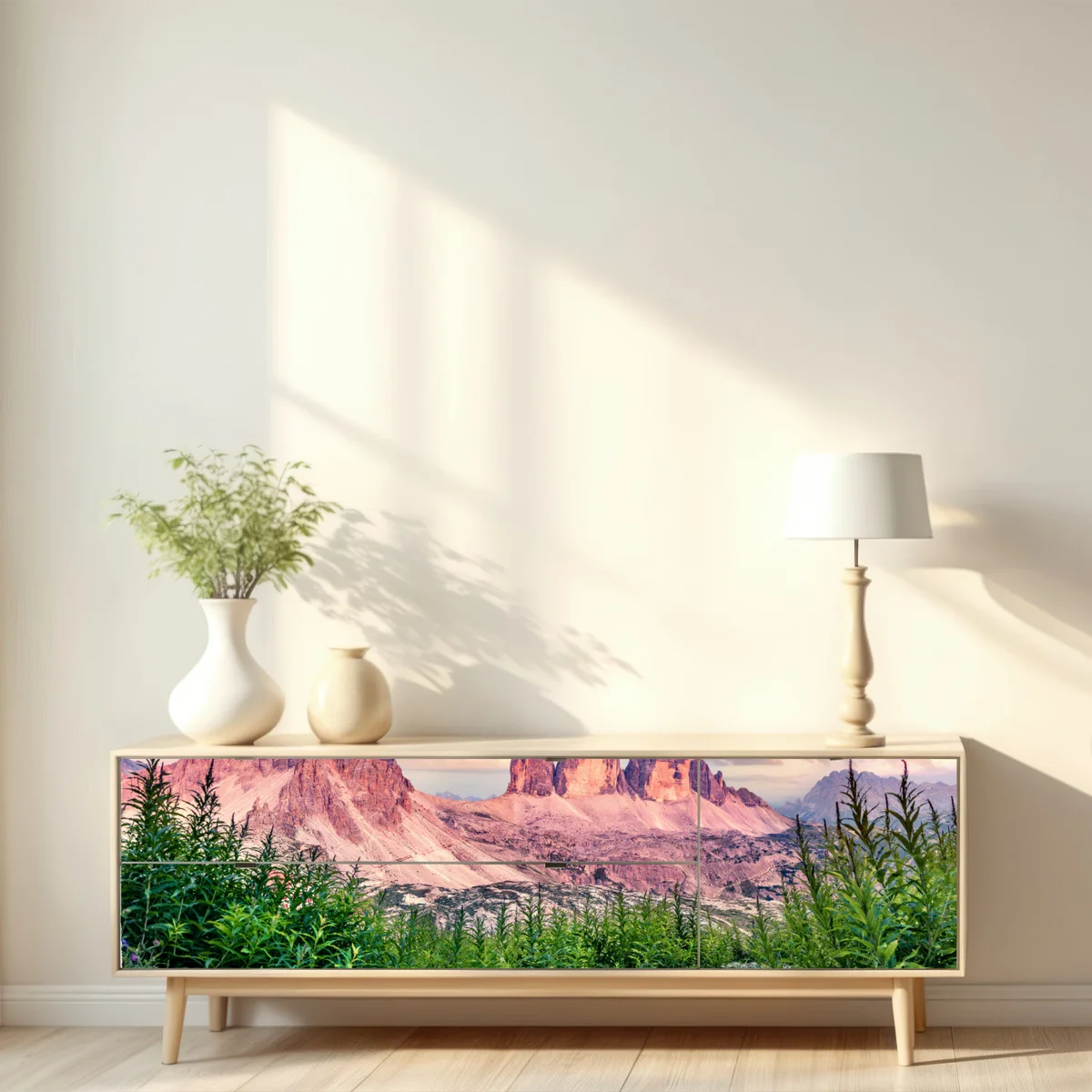 Repositionierbarer Aufkleber sonnenuntergang bei Tre Cime di Lavaredo Repositionierbarer Aufkleber sonnenuntergang bei Tre Cime di Lavaredo