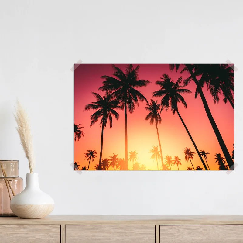 Poster tropischer sonnenuntergang mit palmen • Poster bei Wallnifity® Poster tropischer sonnenuntergang mit palmen • Poster bei Wallnifity®