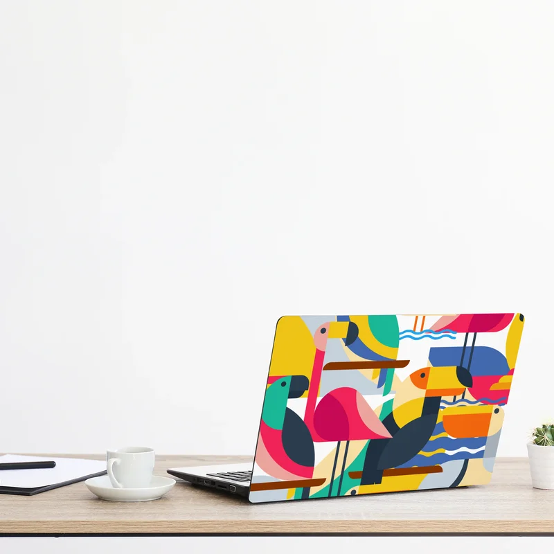 Laptop-Aufkleber tropisches geometrisches vogelmuster Laptop-Aufkleber tropisches geometrisches vogelmuster
