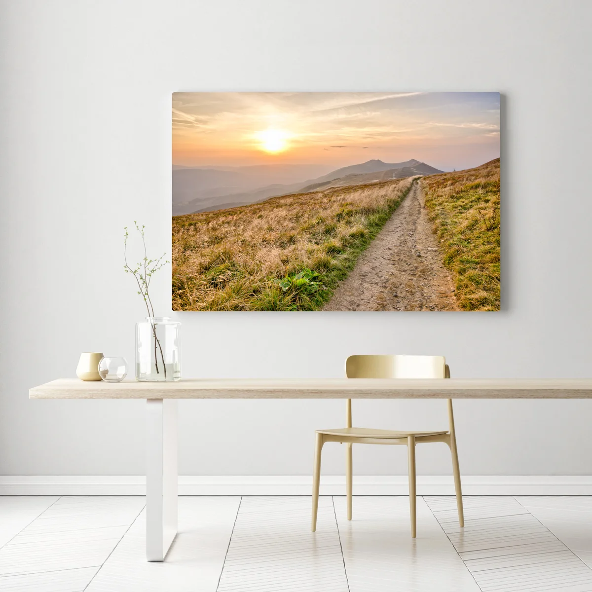 Leinwandbild wanderpfad bei sonnenuntergang in Bieszczady Leinwandbild wanderpfad bei sonnenuntergang in Bieszczady