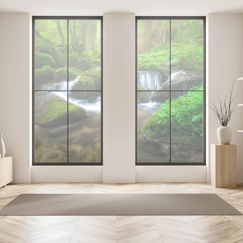 Fensteraufkleber ruhiger moosiger waldwasserfall