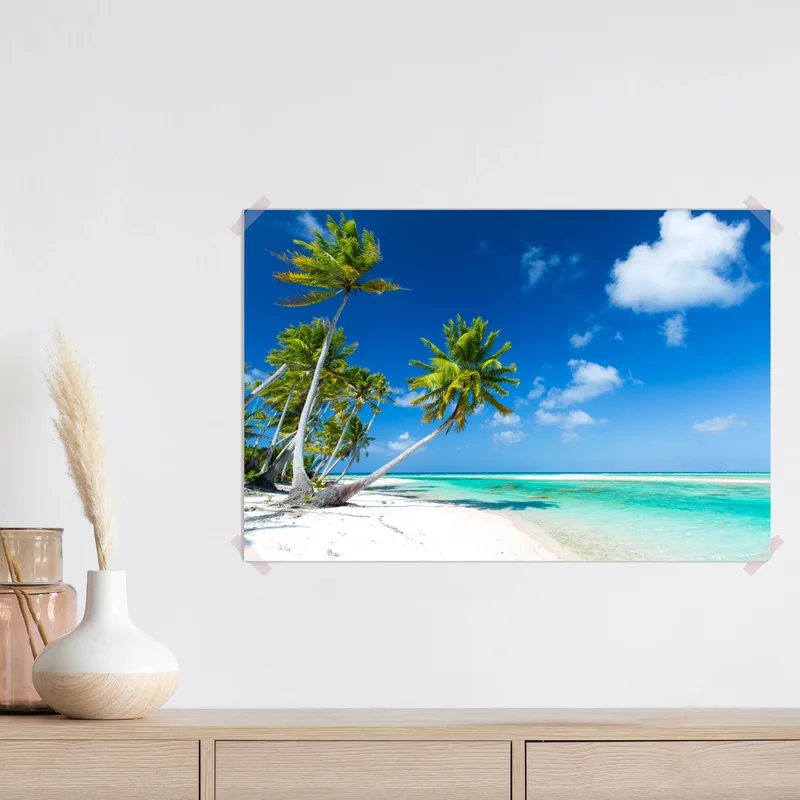 Poster tropischer strand mit palmen und türkisfarbenem wasser Poster tropischer strand mit palmen und türkisfarbenem wasser