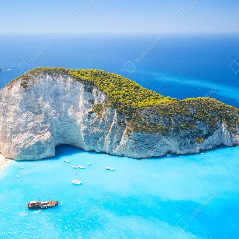Repositionierbarer Aufkleber Navagio-Bucht türkisblauer strand, Zakynthos Repositionierbarer Aufkleber Navagio-Bucht türkisblauer strand, Zakynthos