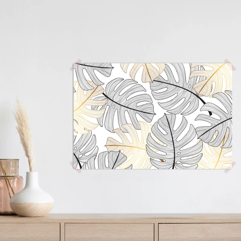 Poster monstera-blattmuster mit goldakzenten Poster monstera-blattmuster mit goldakzenten