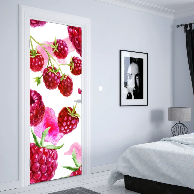 Türaufkleber aquarell himbeermuster