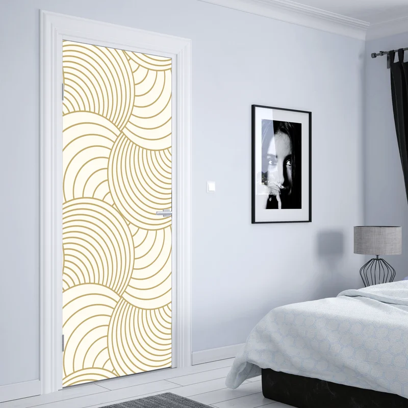 Türaufkleber goldenes art deco kreismuster