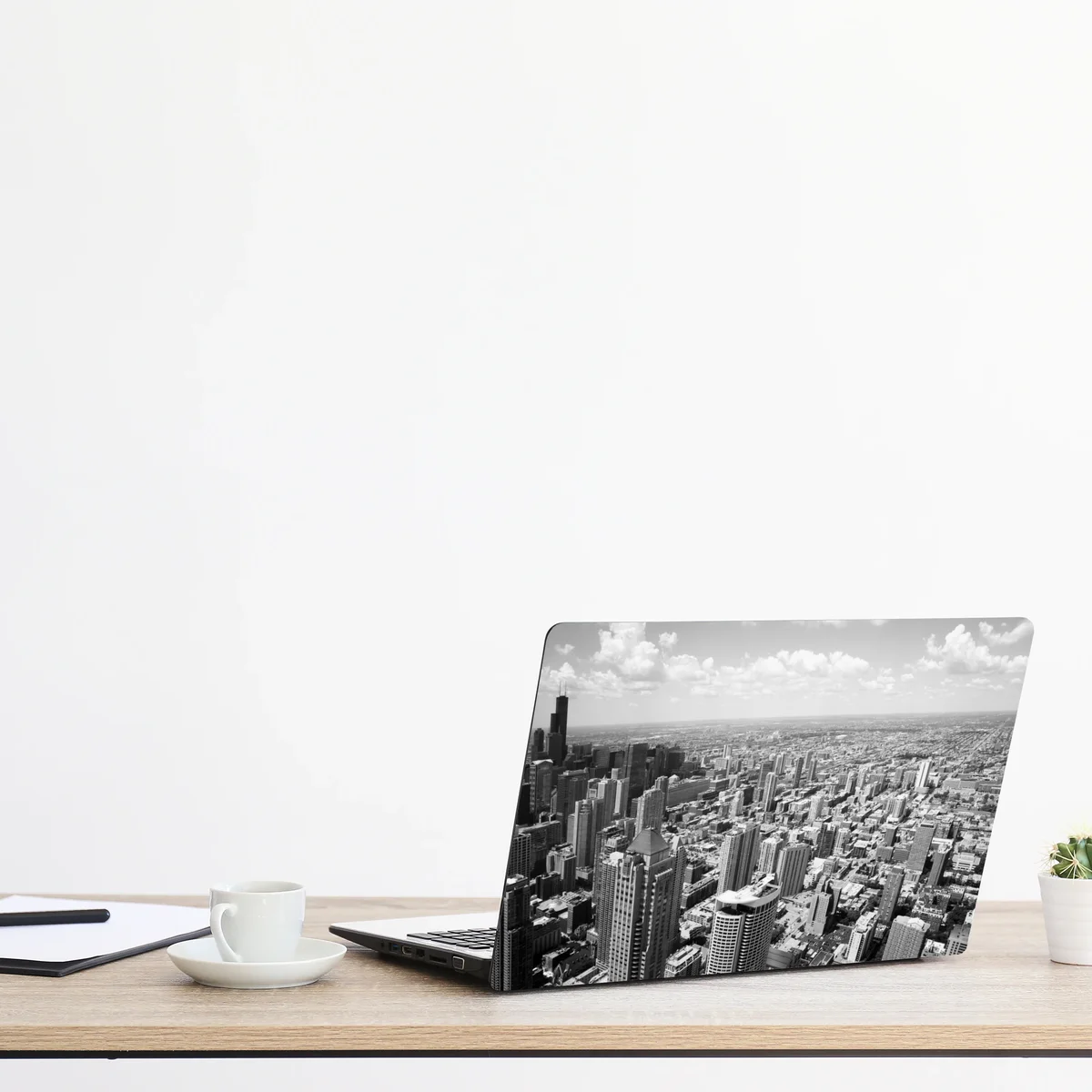 Laptop-Aufkleber Chicago skyline in graustufen Laptop-Aufkleber Chicago skyline in graustufen