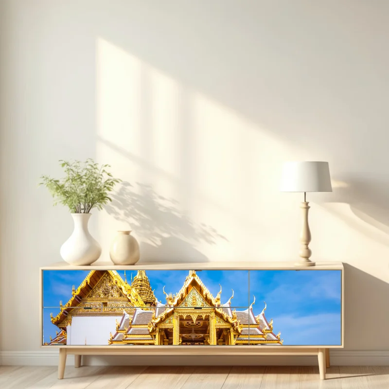 Repositionierbarer Aufkleber goldener pavillon im Grand Palace, Bangkok