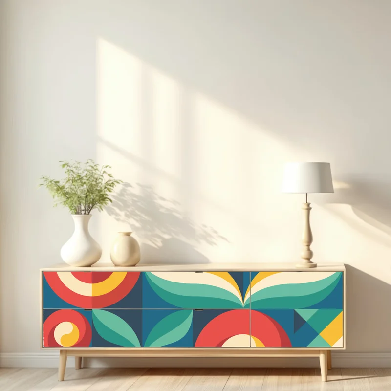 Repositionierbarer Aufkleber lebhaftes geometrisches blumenmuster