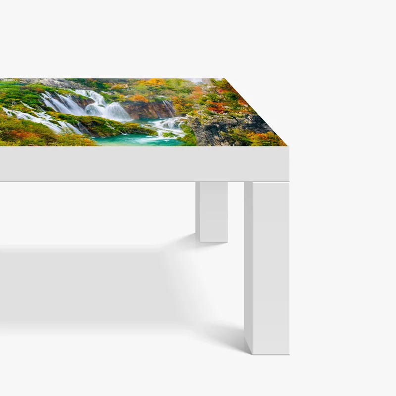 Tischaufkleber und Schreibtischaufkleber türkisfarbener wasserfall im herbst