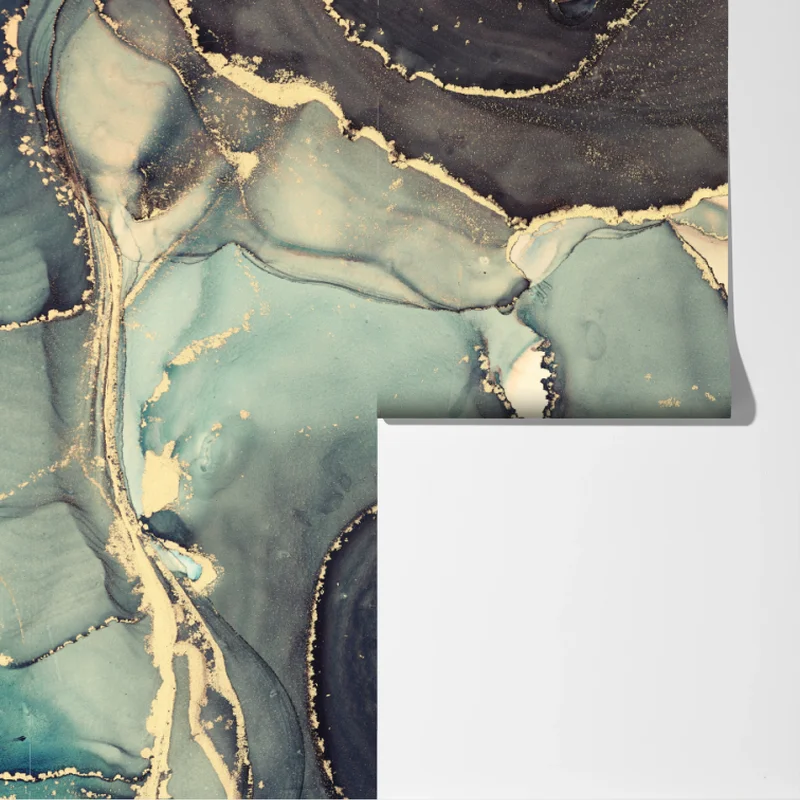 Fototapete türkis und gold abstrakte fließmalerei Fototapete türkis und gold abstrakte fließmalerei
